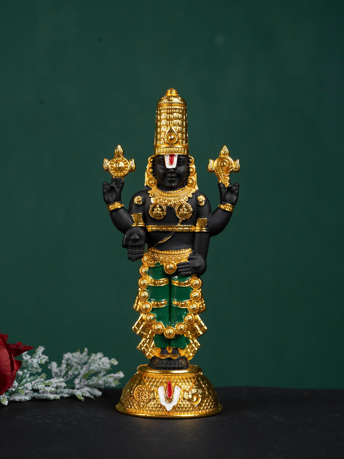 Zinc Alloy Tirupathi Balaji Idol - Gold - 6 inch - WL5180-1