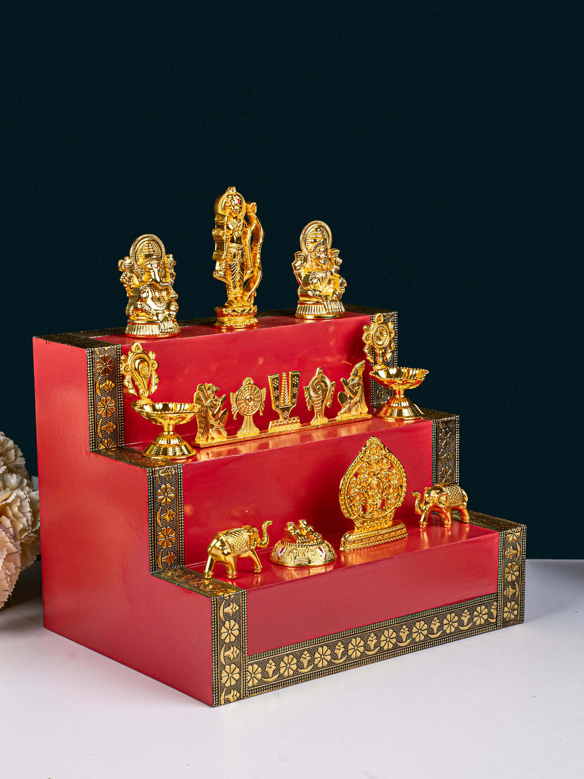 Swarna Golu - Gold Oxidized 3 Step Golu Padi & Zinc Alloy Idols - WL5189-1