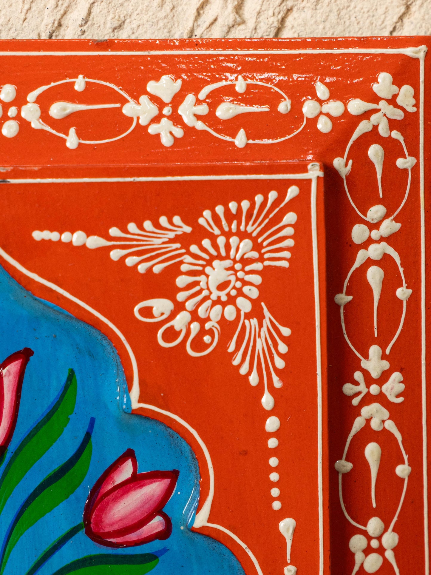 Wooden Handpainted Wall Decor - 12x8 inch - Orange - WL5200