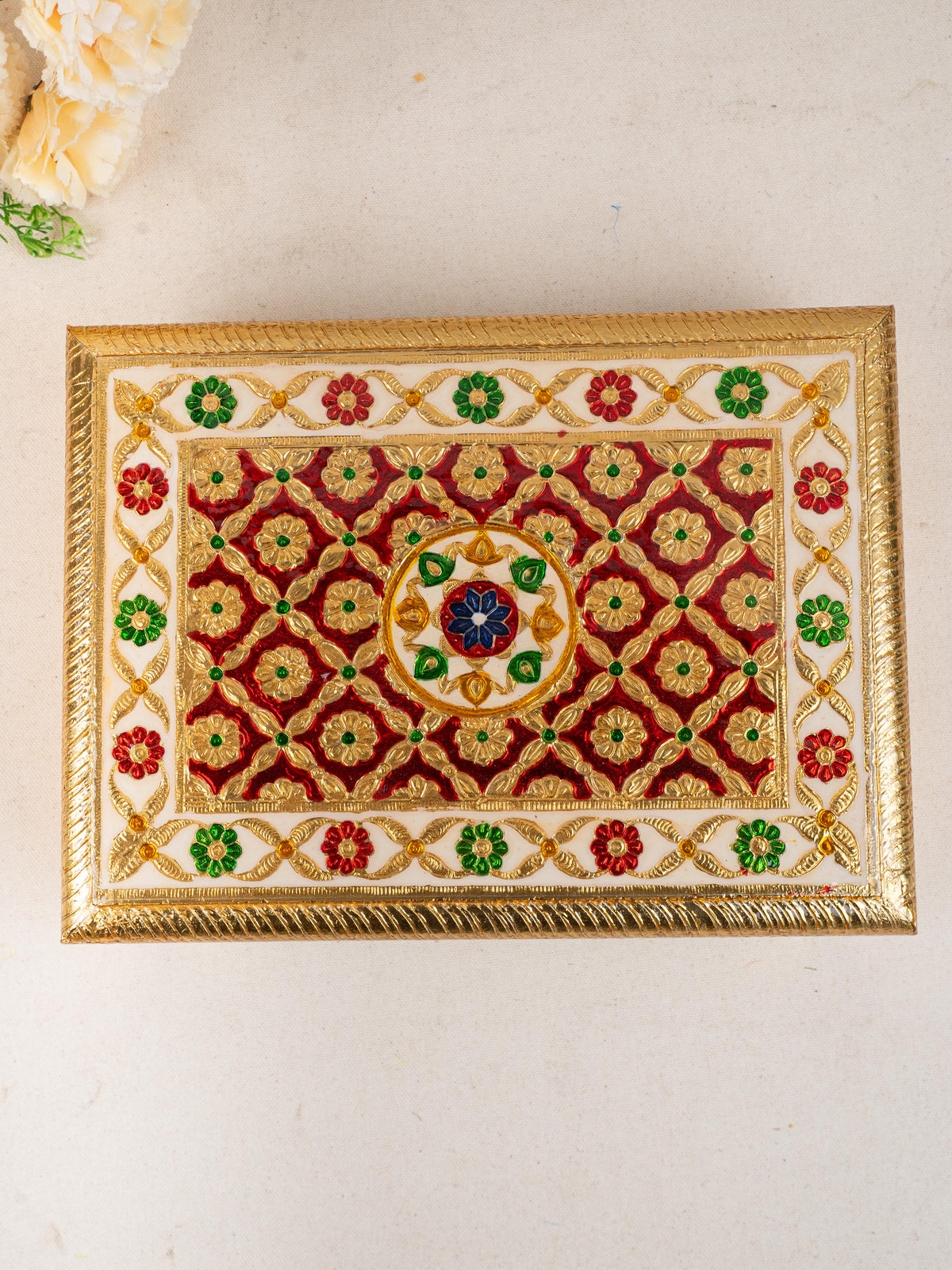 Meenakari Bajot - Floral Design - 9x12 inch - Red - WL5208-1