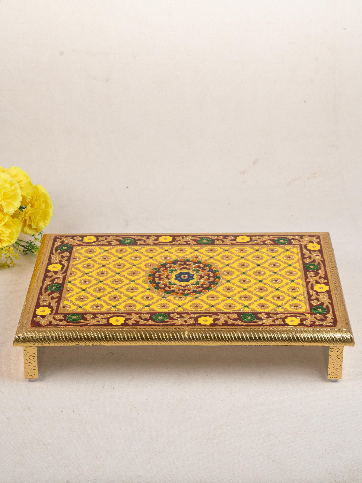Meenakari Bajot - Floral Design - 12x18 inch - Yellow - WL5209-3