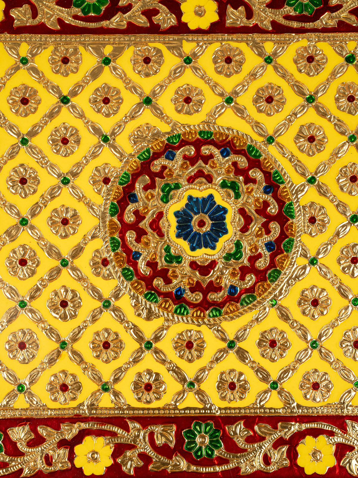 Meenakari Bajot - Floral Design - 15x21 inch - Yellow - WL5209-4