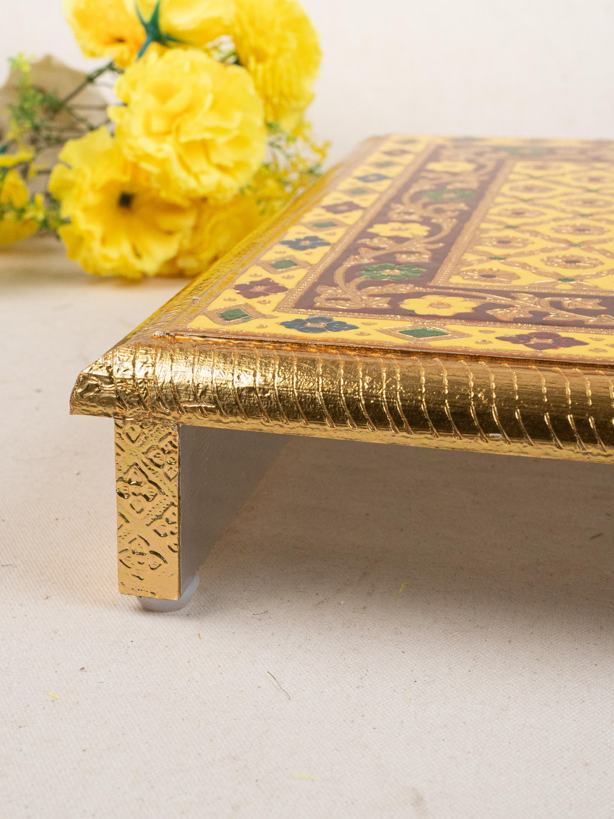 Meenakari Bajot - Floral Design - 15x21 inch - Yellow - WL5209-4