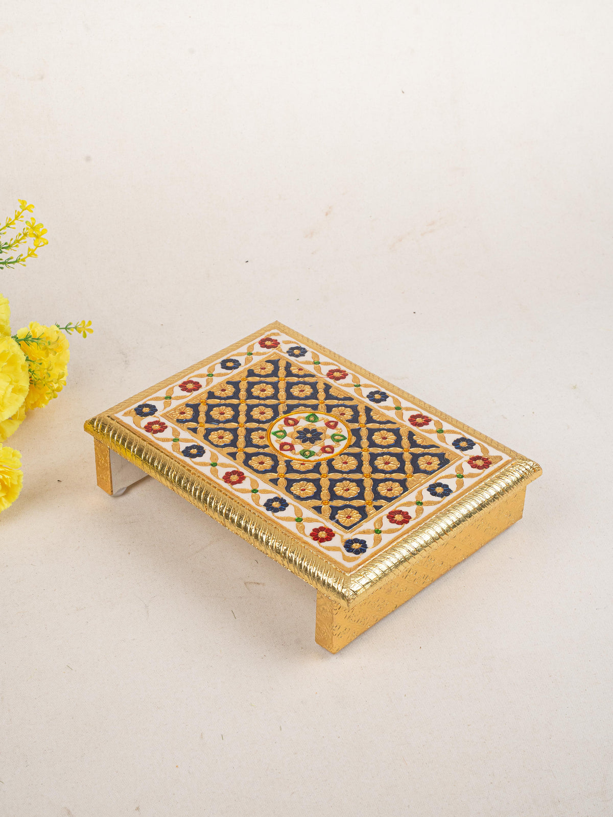 Meenakari Bajot - Floral Design - 9x12 inch - Blue - WL5210-1
