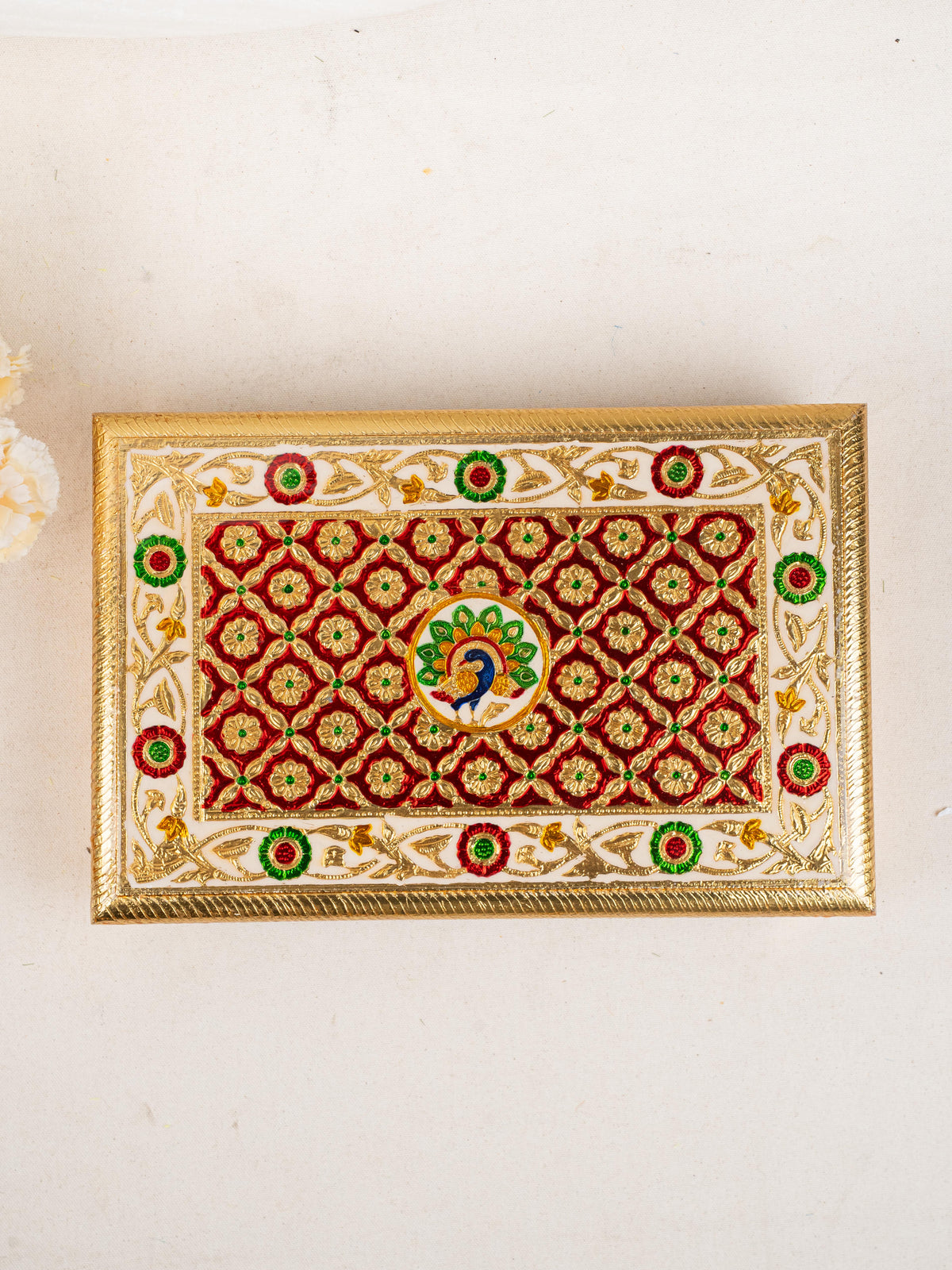 Meenakari Bajot - Peacock Design - 10x15 inch - Red - WL5211-2