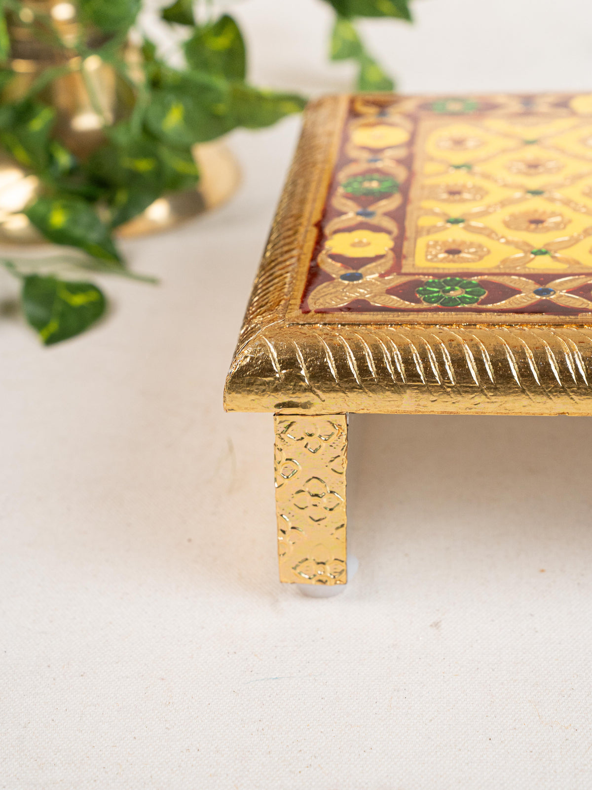 Meenakari Bajot - Peacock Design - 9x12 inch - Yellow - WL5212-1