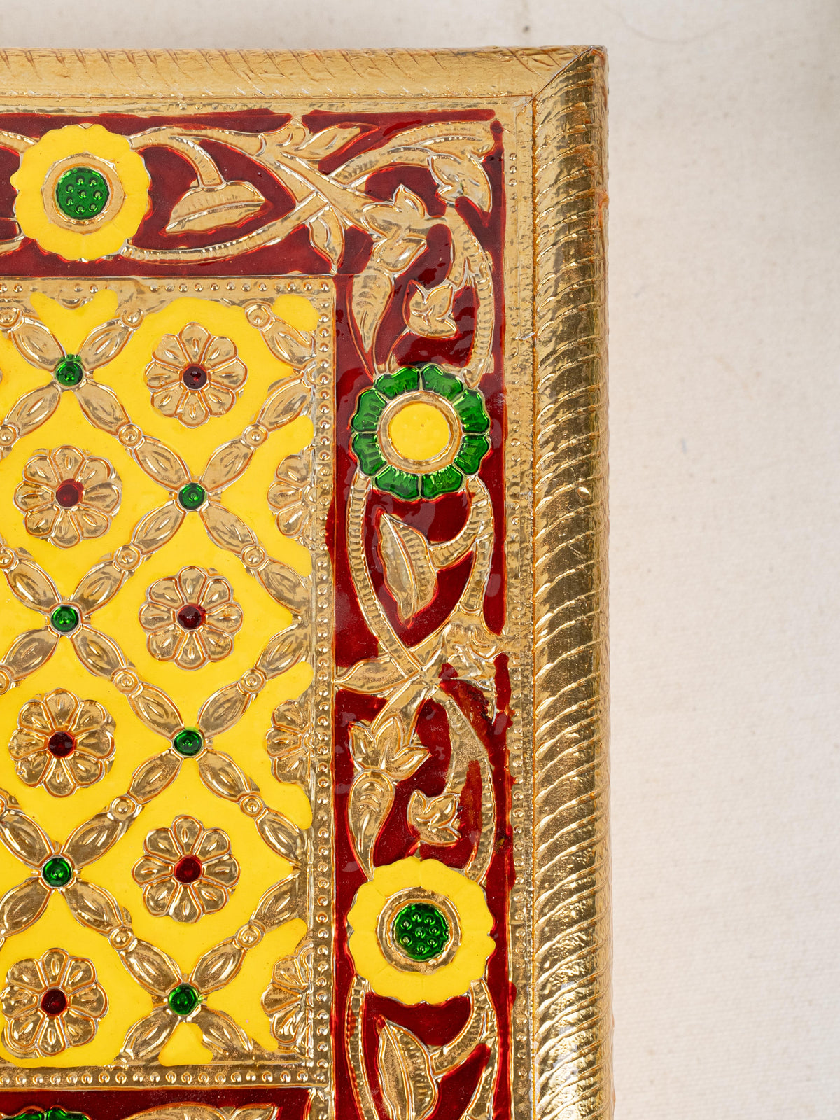 Meenakari Bajot - Peacock Design - 10x15 inch - Yellow - WL5212-2