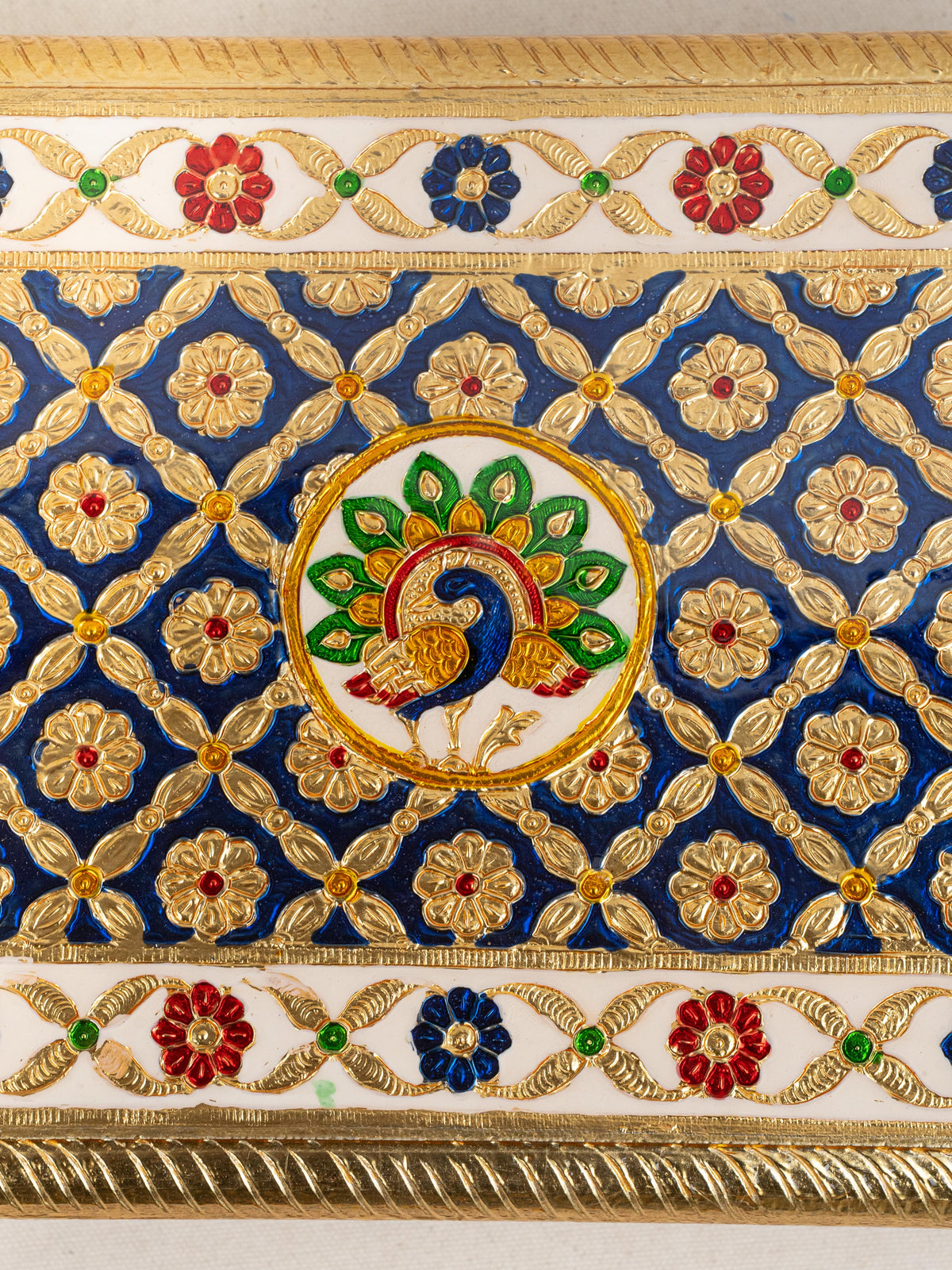 Meenakari Bajot - Peacock Design - 9x12 inch - Blue - WL5213-1