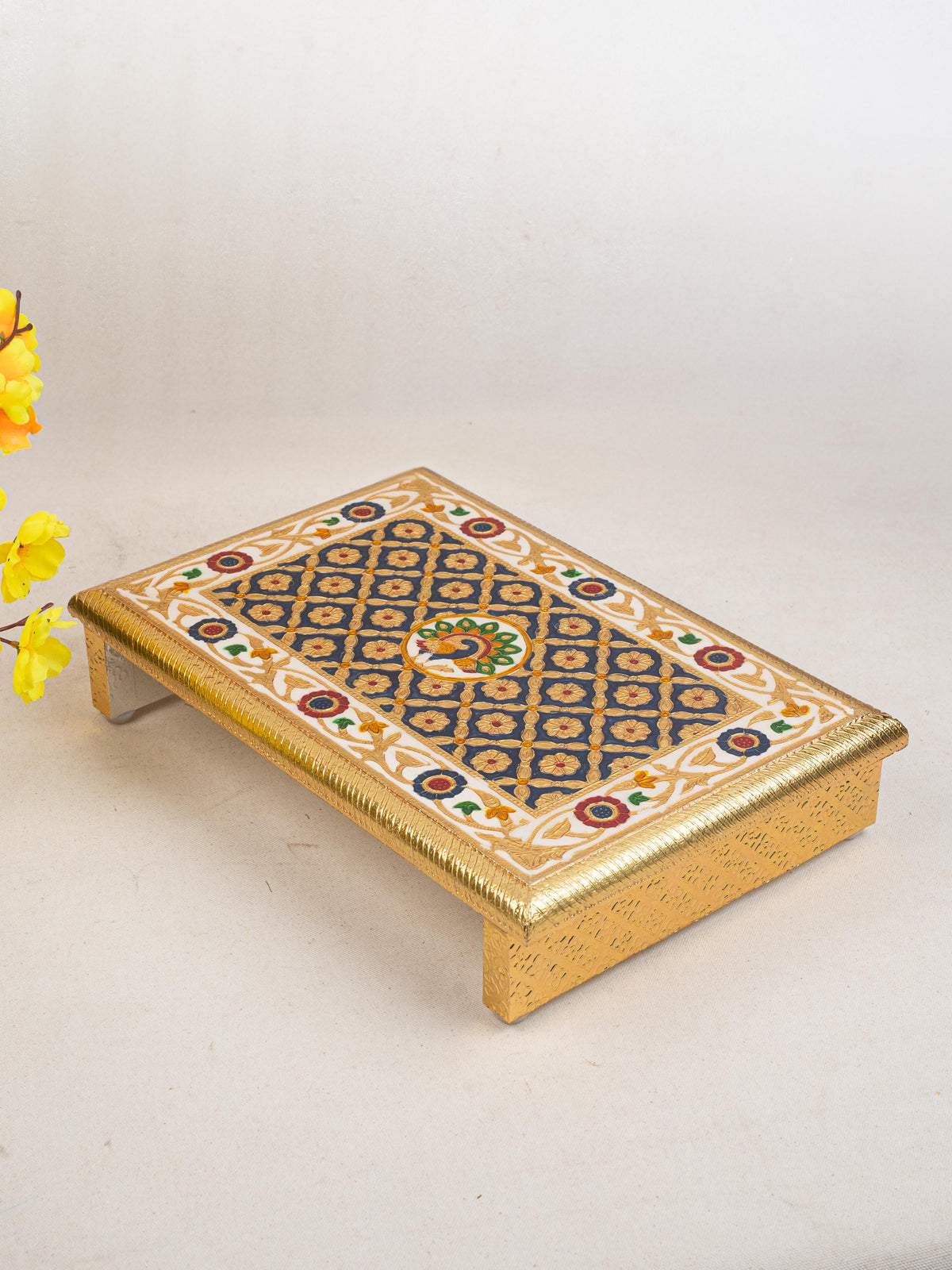 Meenakari Bajot - Peacock Design - 10x15 inch - Blue - WL5213-2
