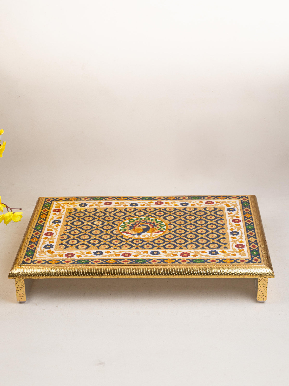 Meenakari Bajot - Peacock Design - 15x21 inch - Blue - WL5213-4