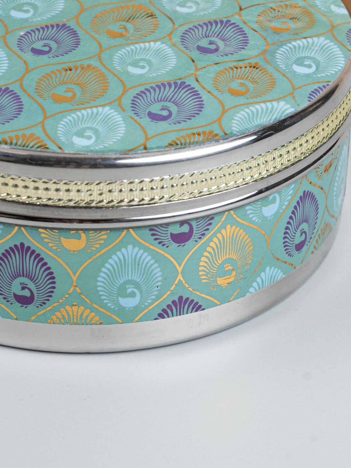 Digital Print Meenakari - Peacock Design - Poori Box - 7 inch - WL5216
