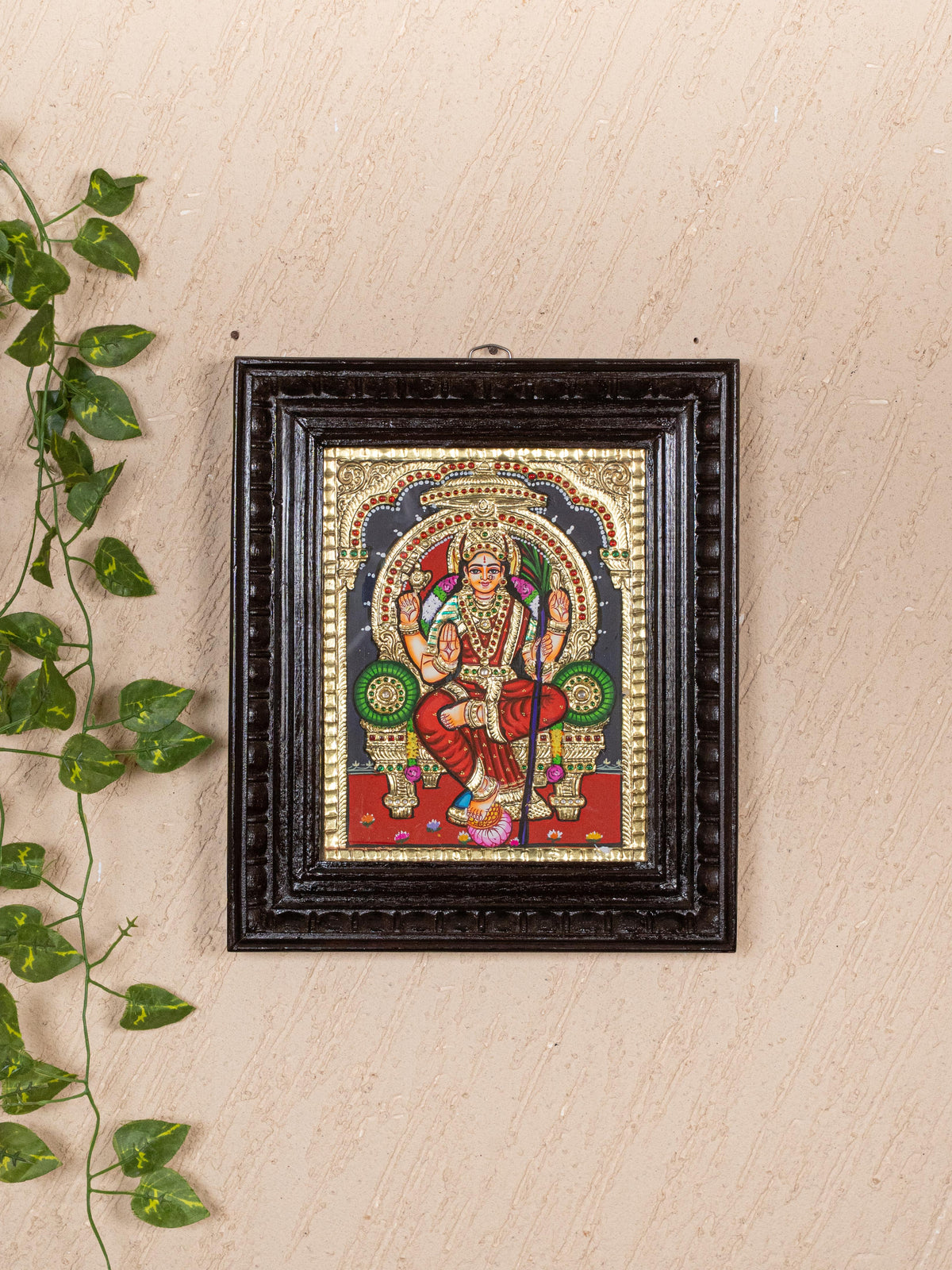 Tanjore Painting - Kamakshi - Flat (Gold Foil) - 10x8 inch - WL5226