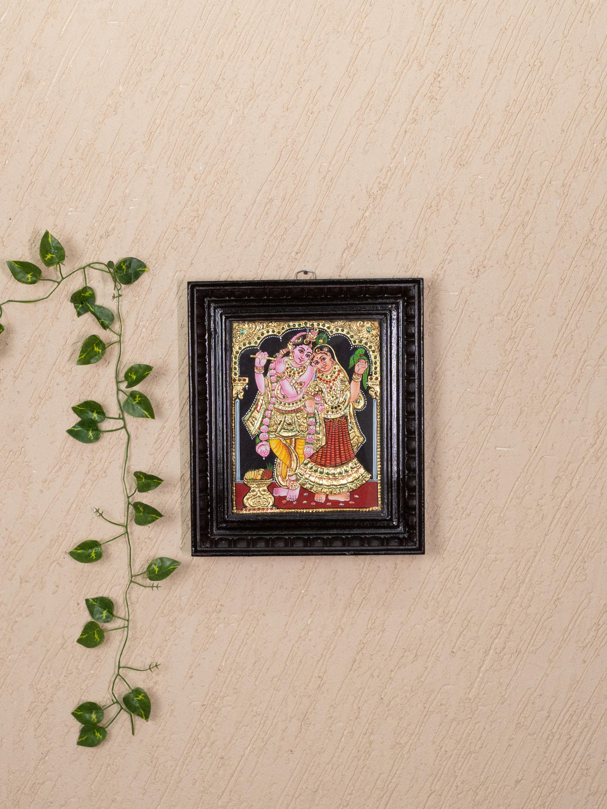 Tanjore Painting - Radha-Krishna - Flat (Gold Foil) - 10x8 inch - WL5230