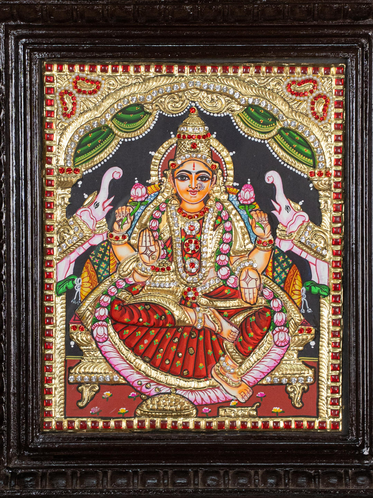 Tanjore Painting - Gajalakshmi - Semi Embossed - 12x10 inch - WL5239