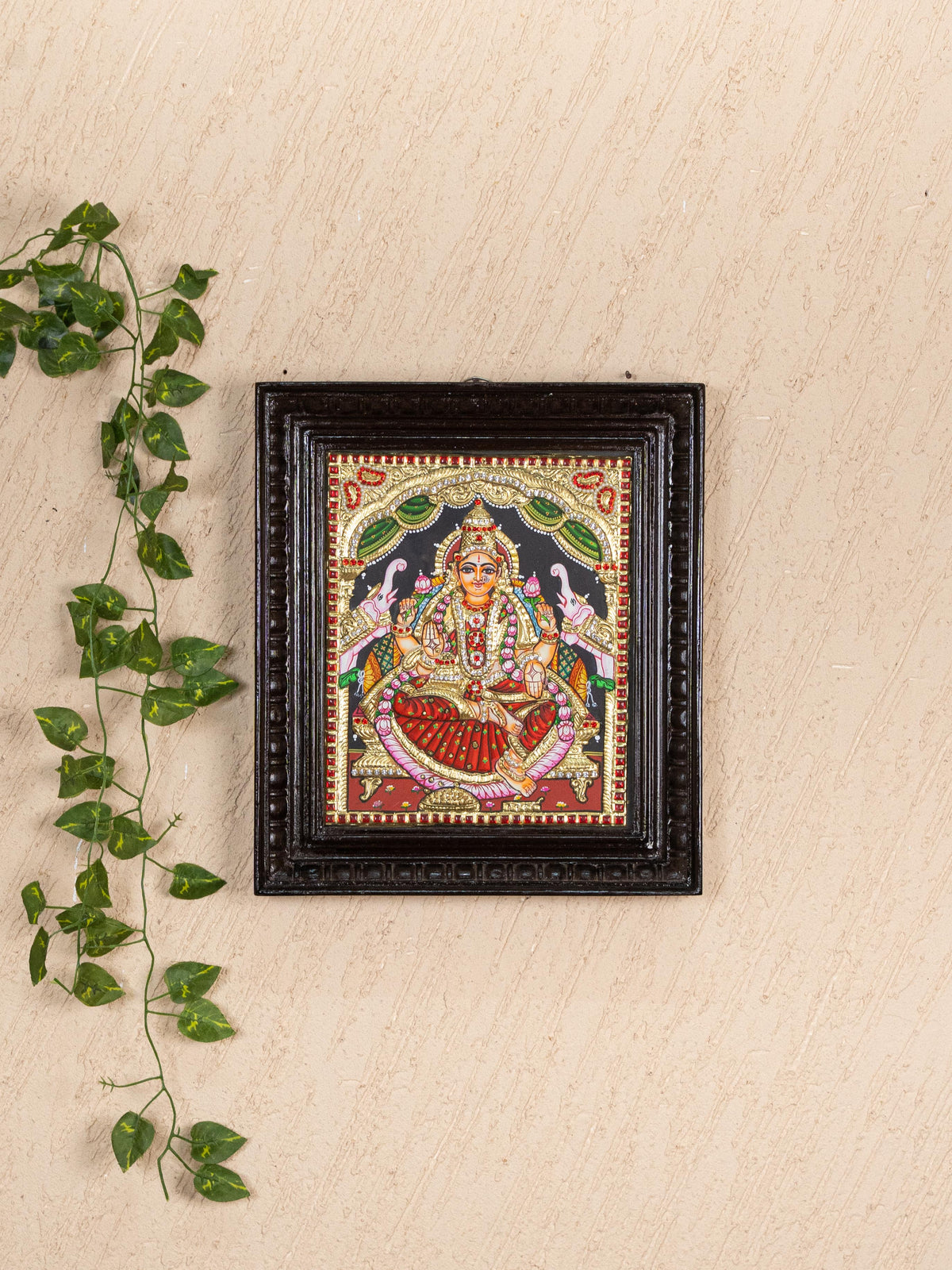 Tanjore Painting - Gajalakshmi - Semi Embossed - 12x10 inch - WL5239