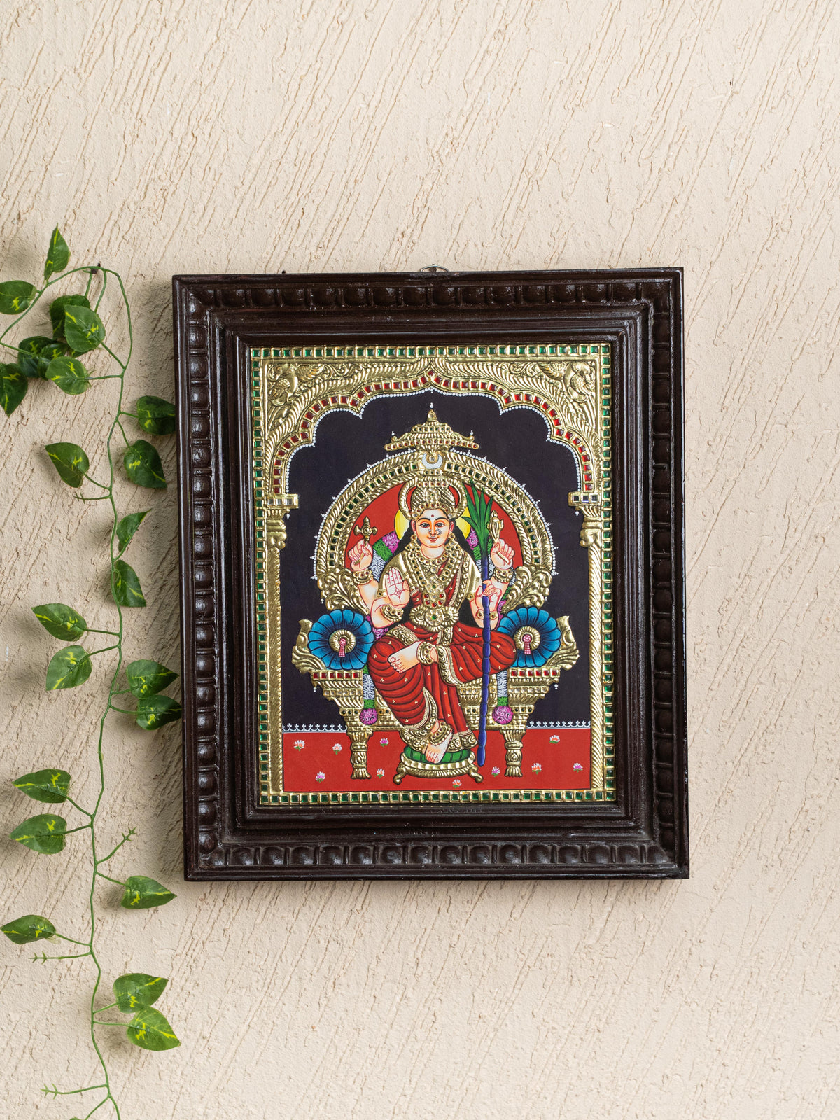 Tanjore Painting - Kamatchi - Flat (Gold foil) - 15x12 inch - WL5245