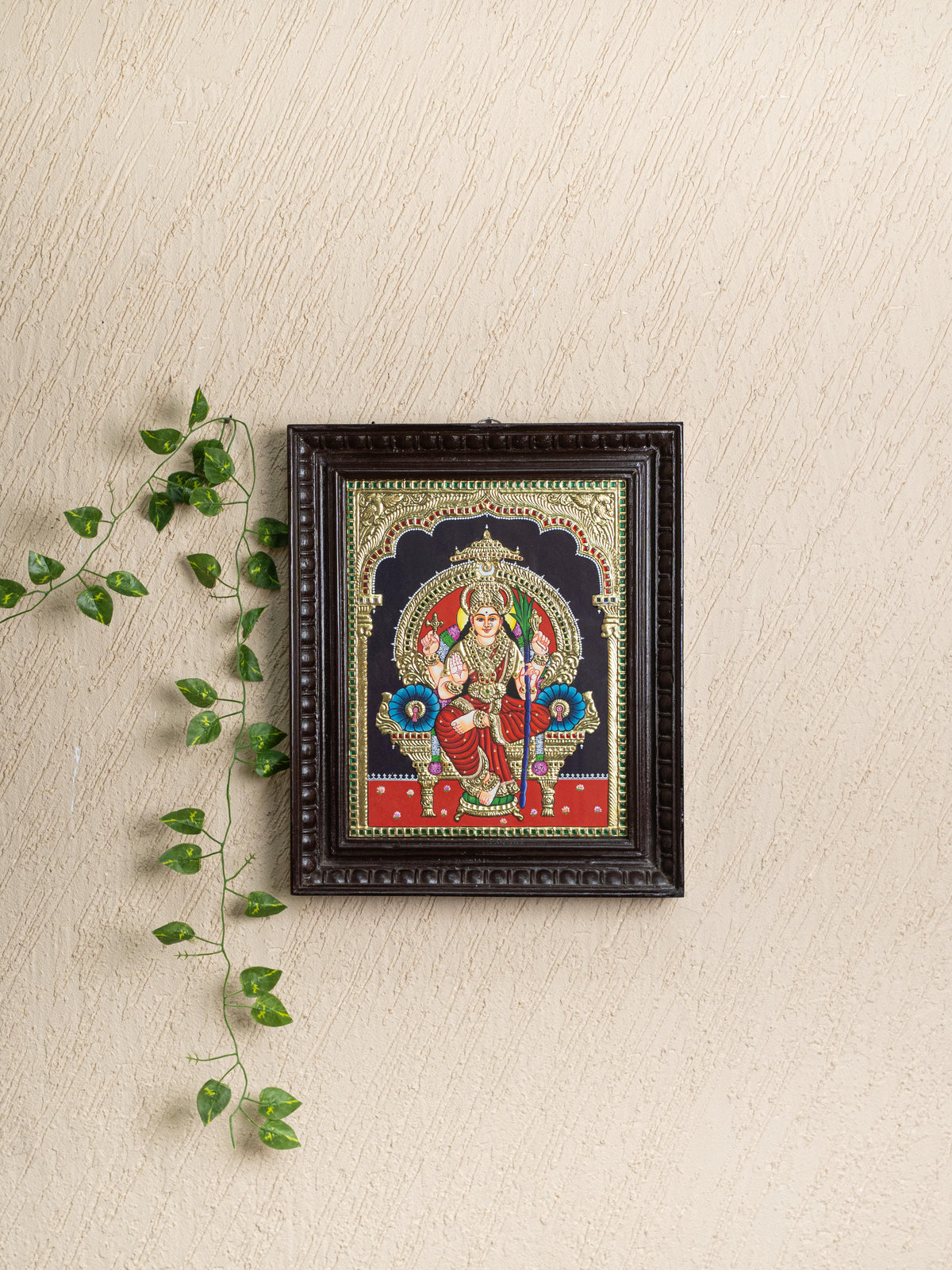 Tanjore Painting - Kamatchi - Flat (Gold foil) - 15x12 inch - WL5245