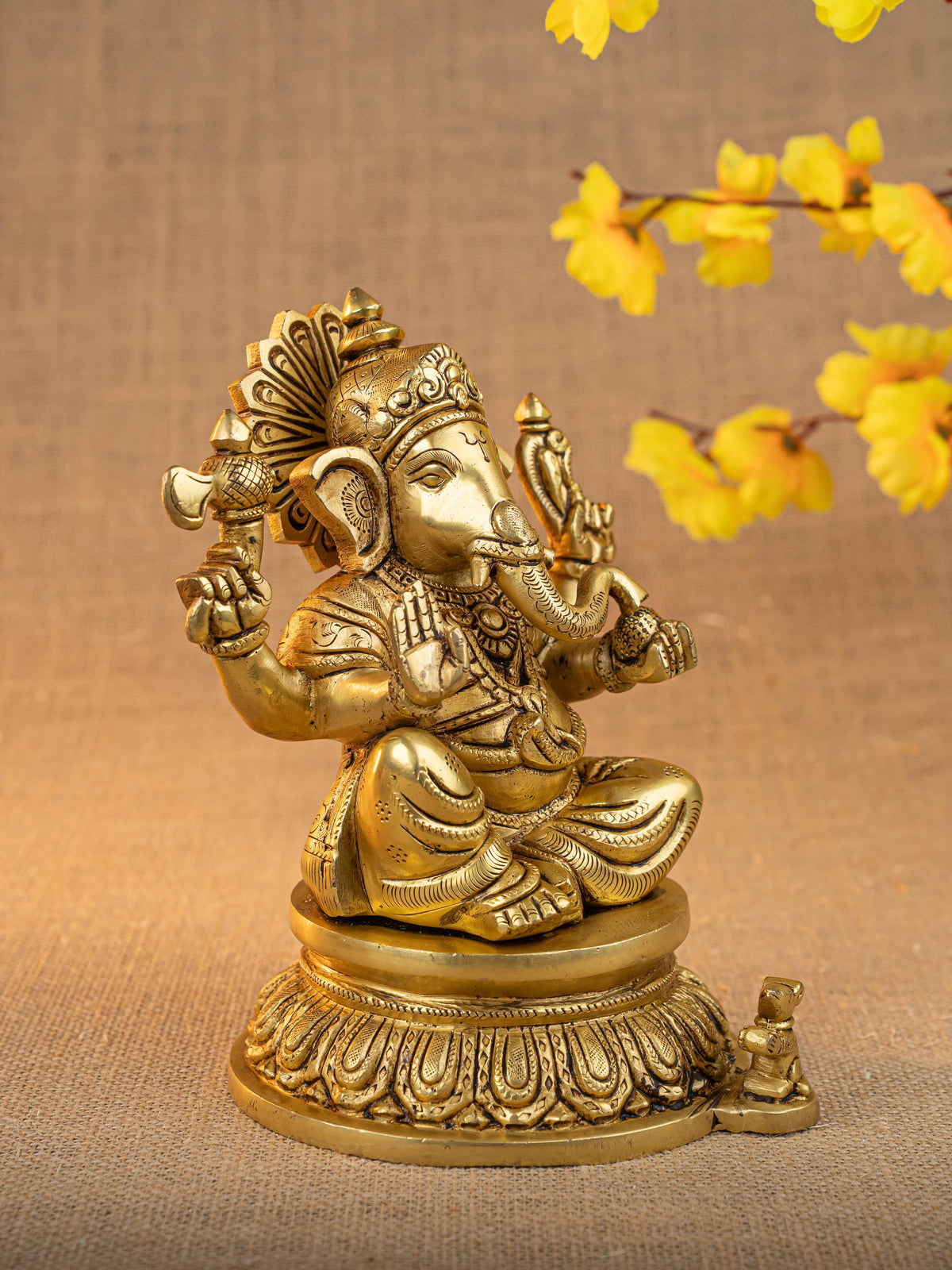 Brass Ganesha Idol - 7 inch - WL5285