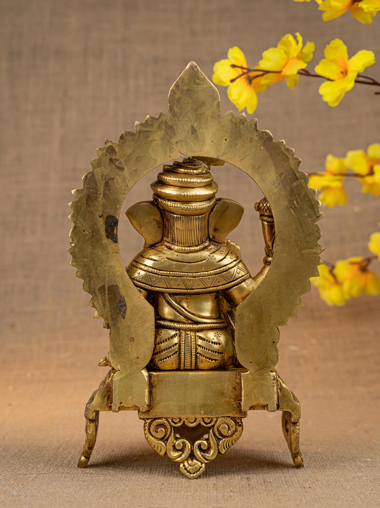 Brass Ganesha on Peetam - 10 inch - WL5286