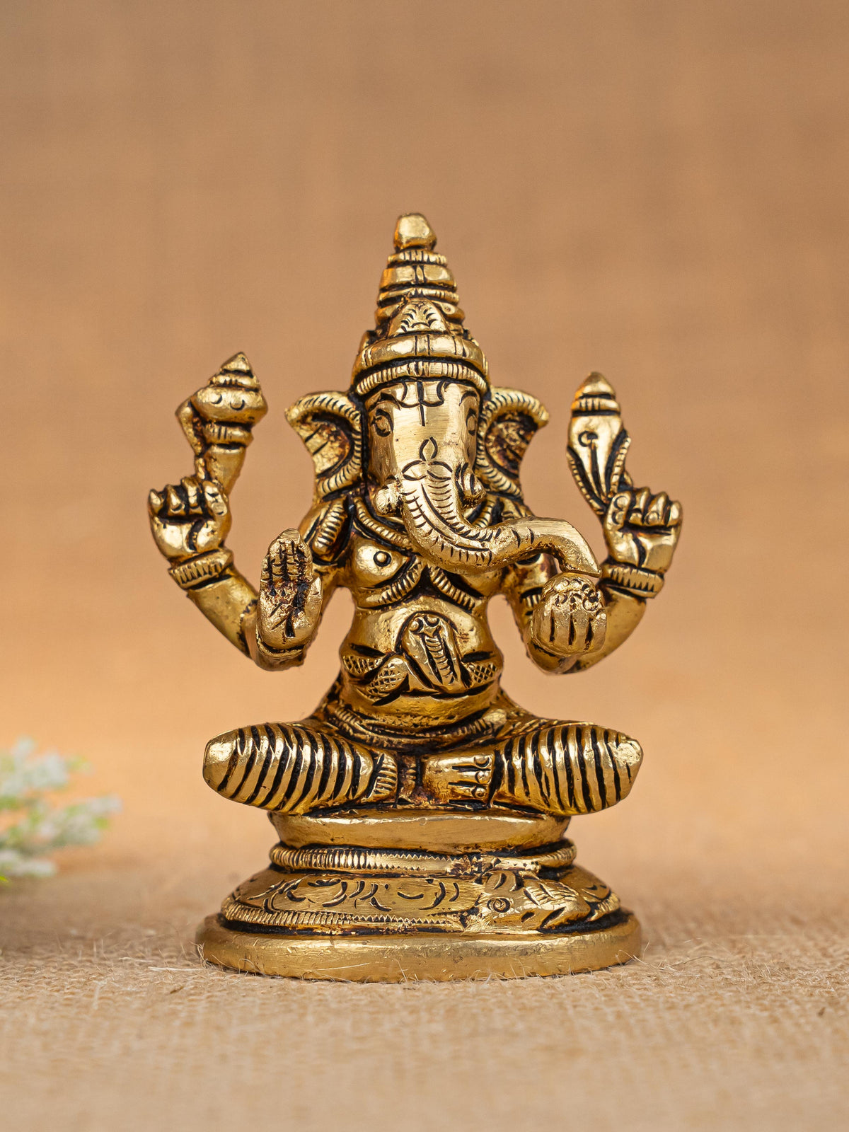 Brass Lakshmi Ganesha Saraswathi Idol - Set of 3 - 4 inch - WL5293