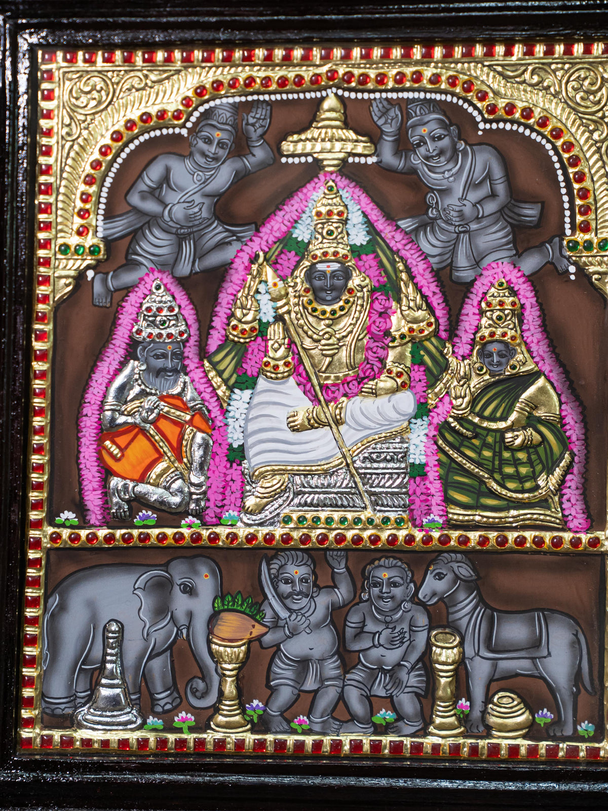 Tanjore Painting - Kundrathur Murugan - Flat (Gold Foil) - 12x10 inch - WL5312