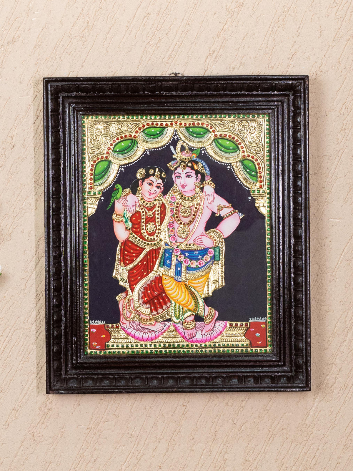 Tanjore Painting - Radha-Krishna - Flat (Gold Foil) - 15x12 inch - WL5336