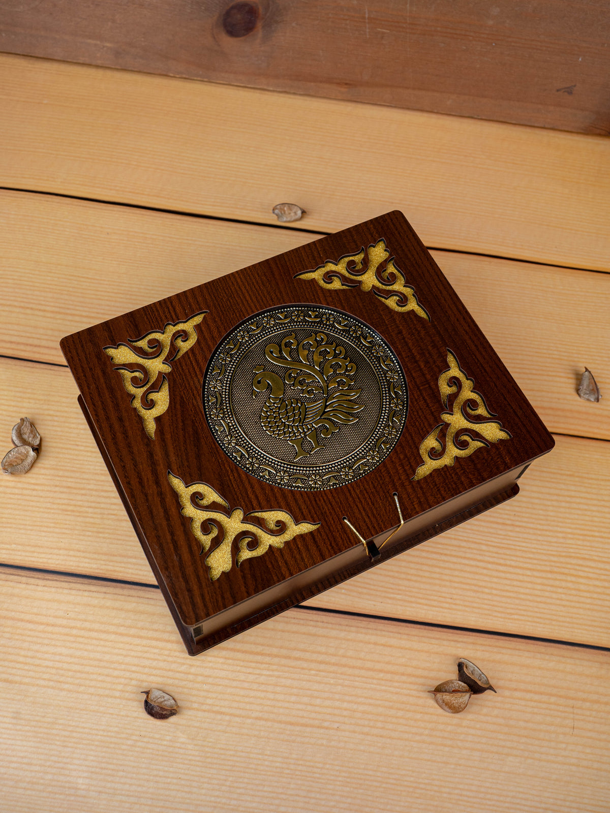 Brown Dry Fruit Box with 6 Glass Jar - Annapakshi Design - 9x7 inch - WL5385-2