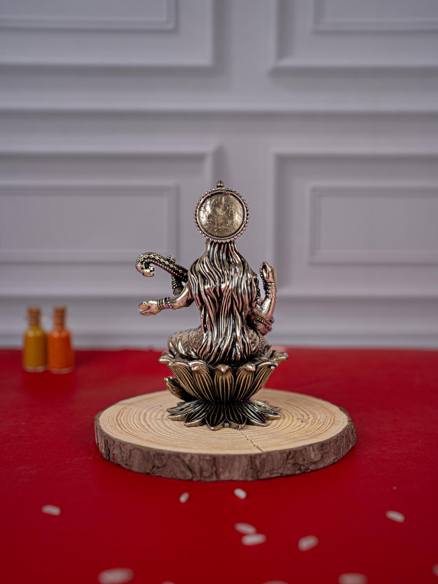 Brass Antique Saraswathi Idol - 4 inch - WL5414
