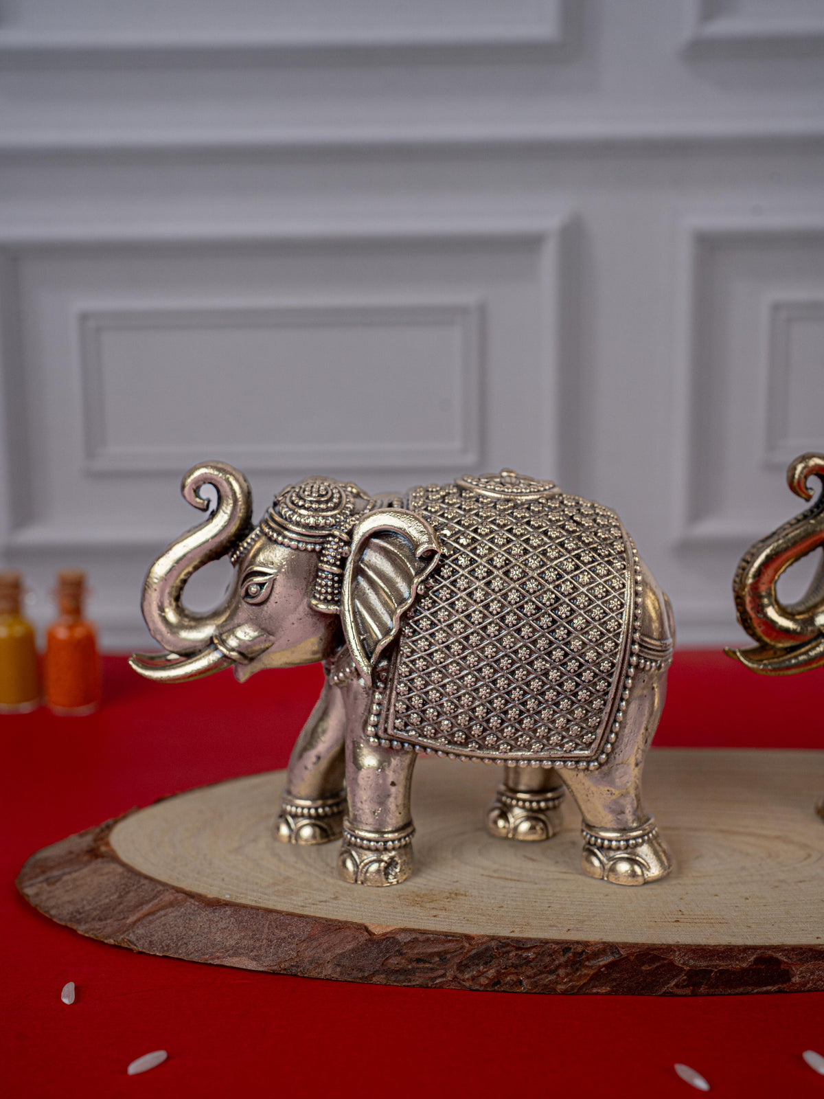 Brass Antique Elephant Idol - Set of 2 - WL5418