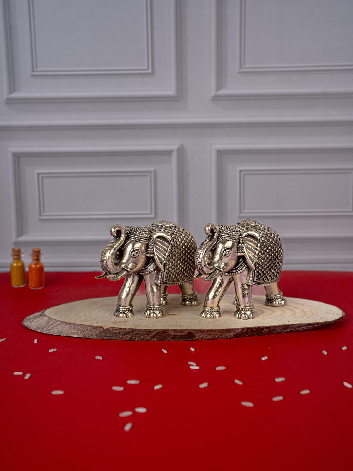 Brass Antique Elephant Idol - Set of 2 - WL5418