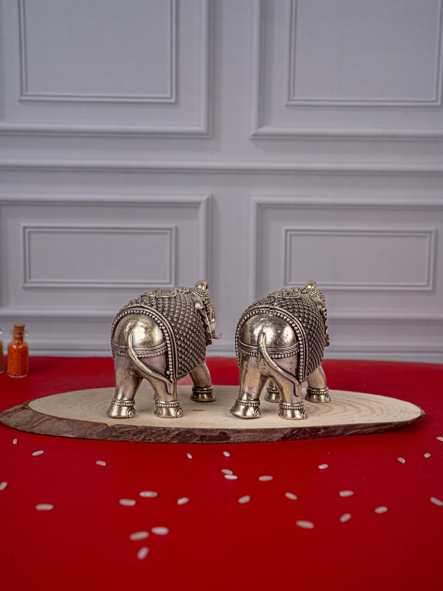 Brass Antique Elephant Idol - Set of 2 - WL5418
