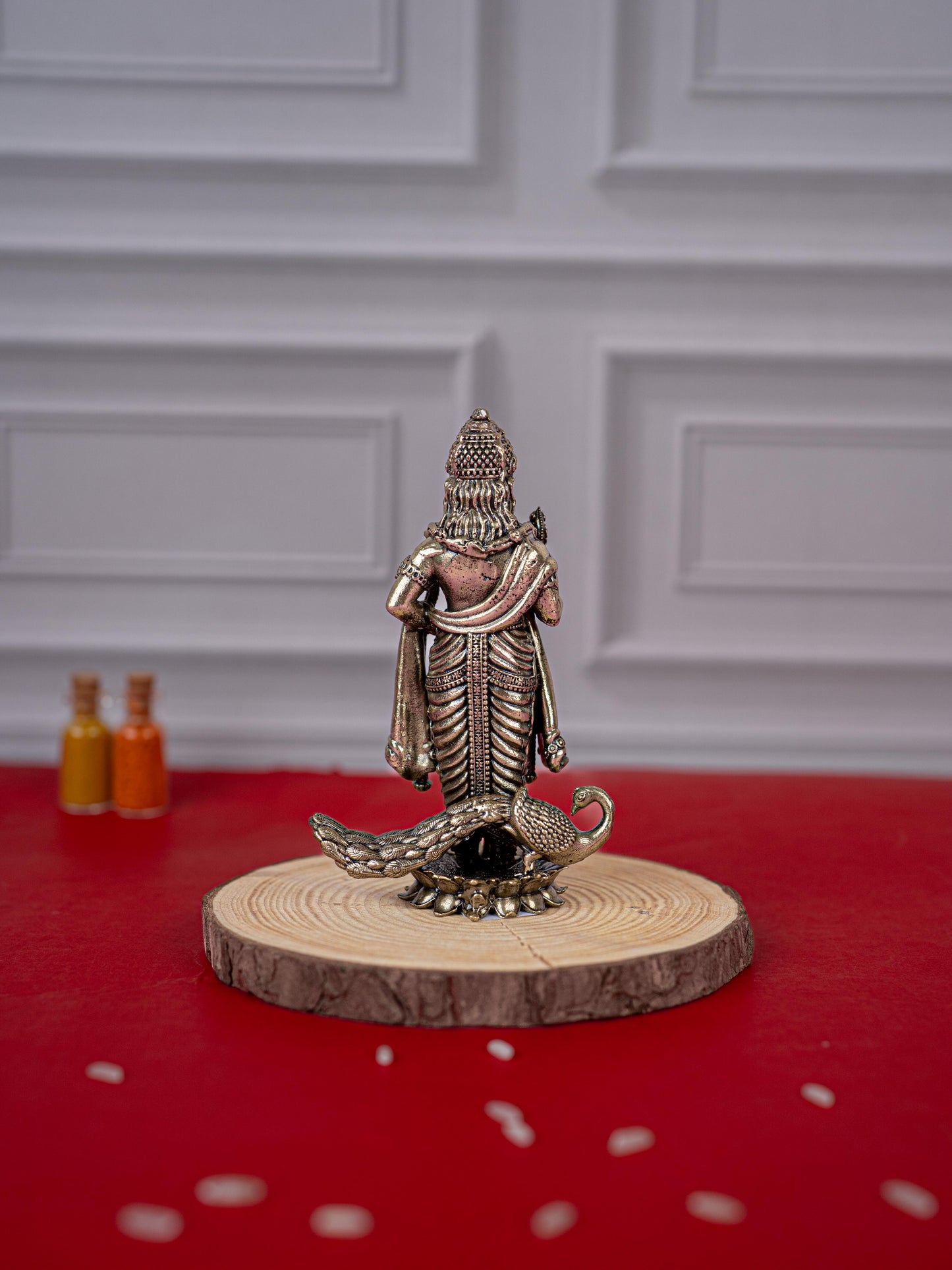 Brass Antique Murugan Idol - 4 inch - WL5420