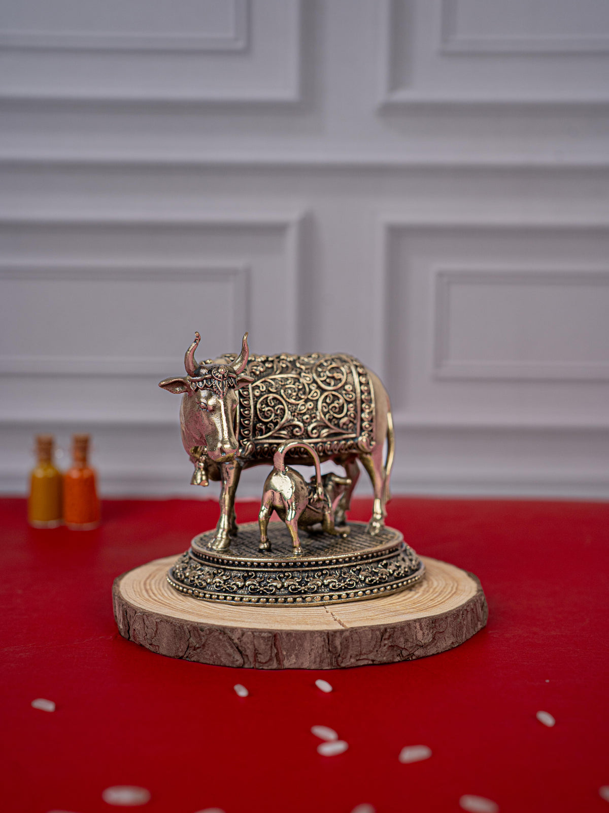 Brass Antique Cow & Calf Idol - 3 inch - WL5421