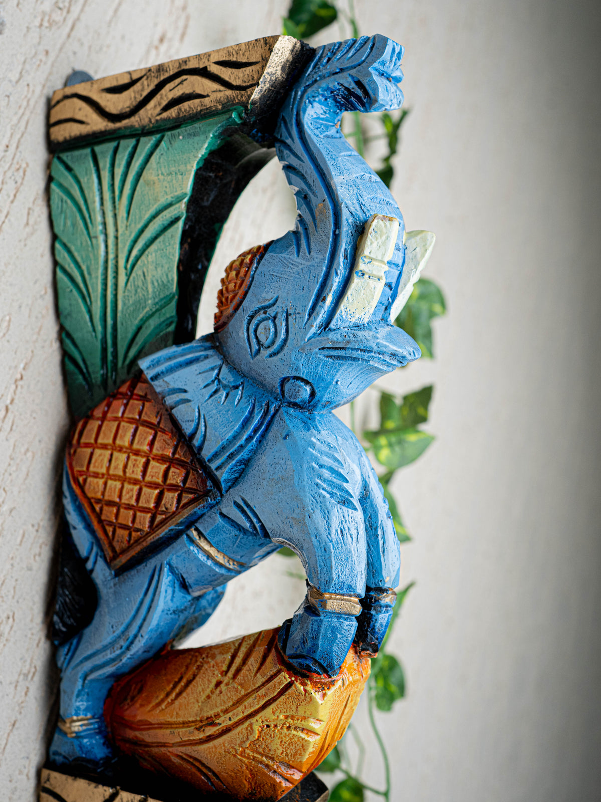 Wooden Carved Elephant Bracket - 12 inch - Set of 2 - WL5436