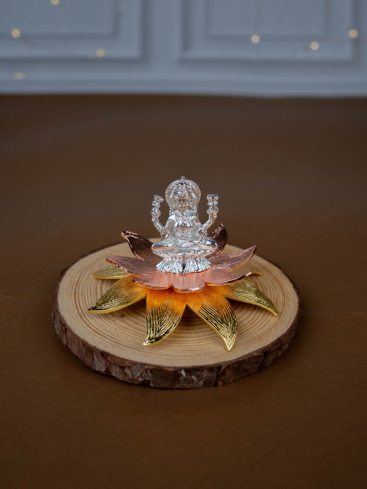White Metal Lord Lakshmi on Designer Lotus - WL5442-2