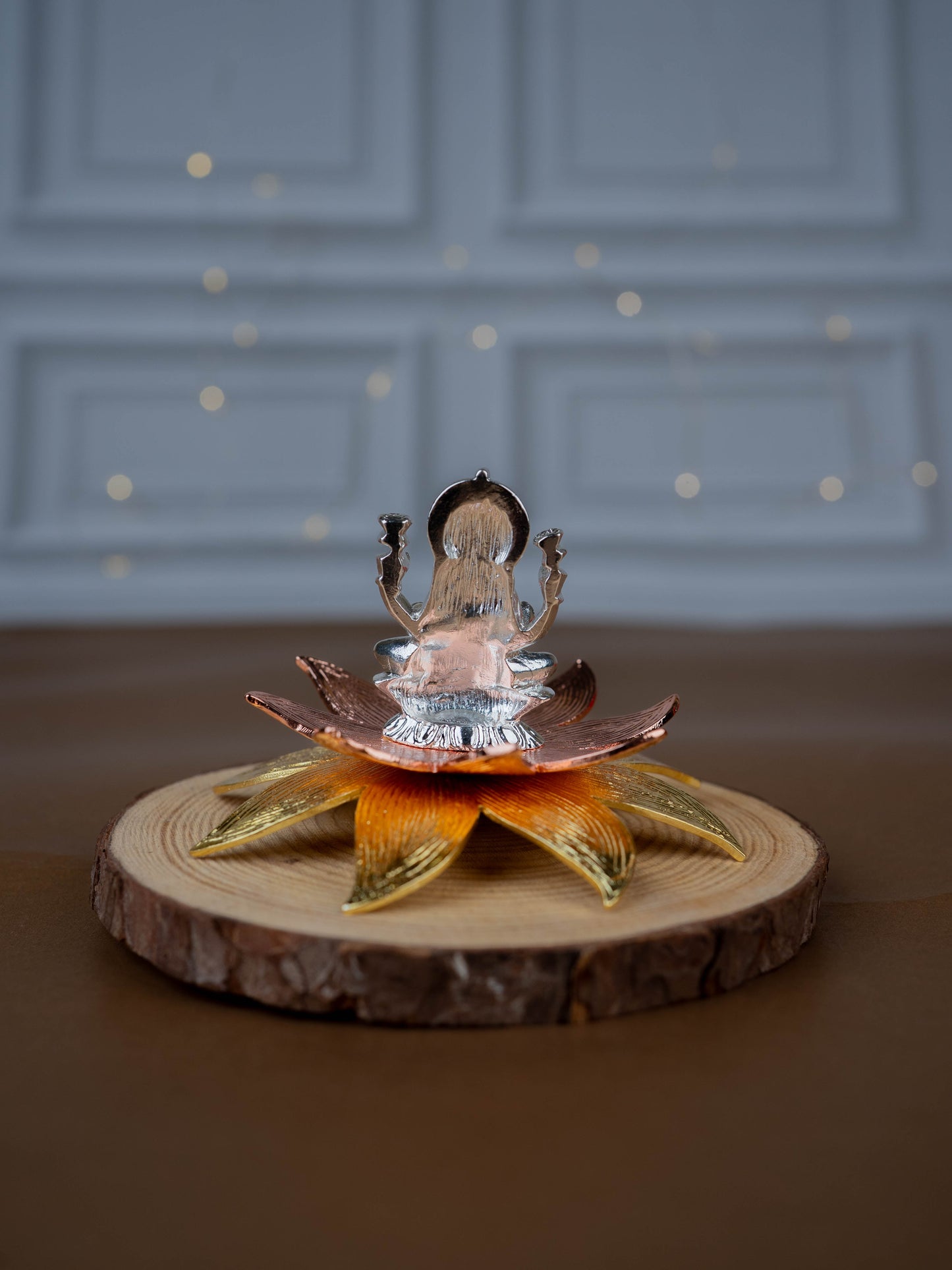 White Metal Lord Lakshmi on Designer Lotus - WL5442-2