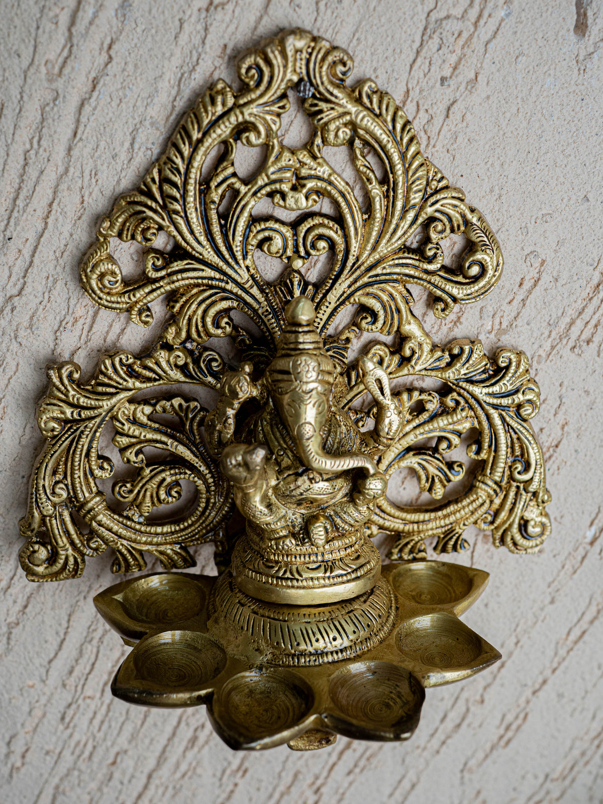 Brass Ganesha with Diya - 6 inch - WL5466