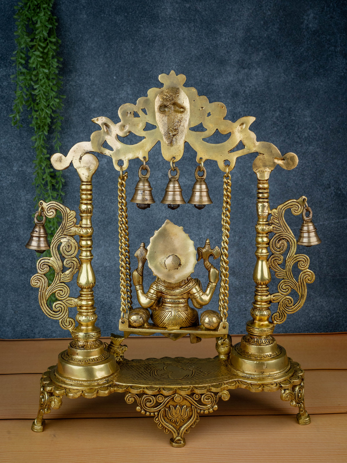 Brass Swing Ganesha with Bell - 19 inch - WL5470