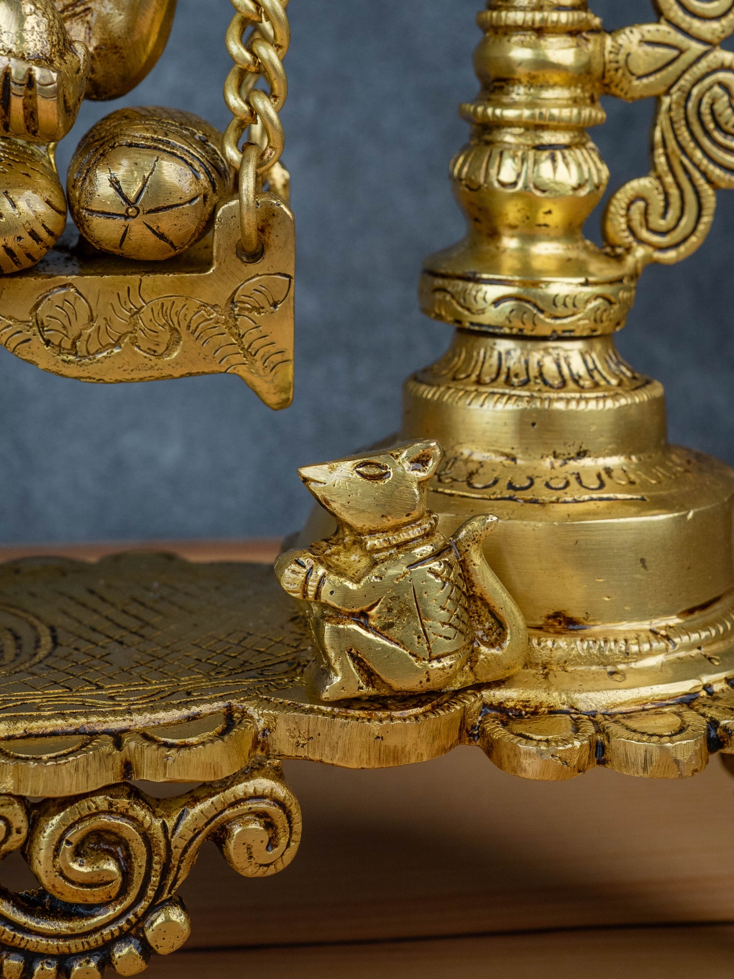 Brass Swing Ganesha with Bell - 19 inch - WL5470