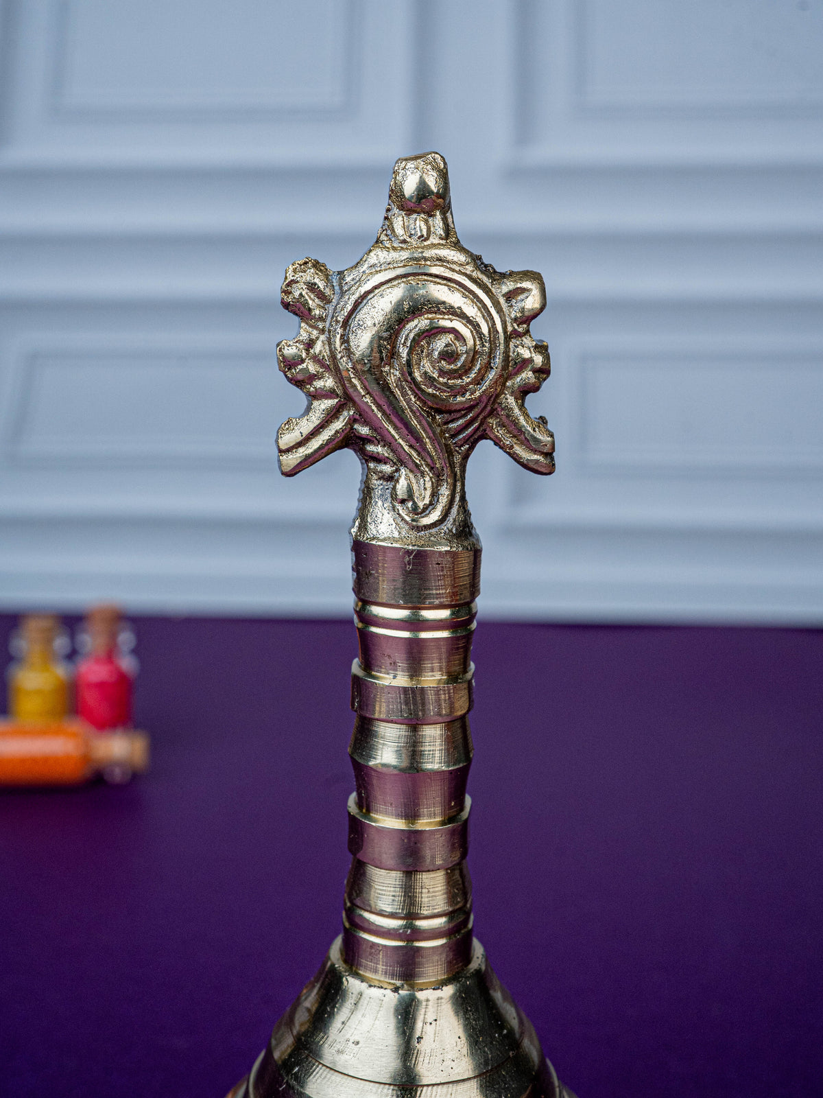 Brass Bell with Shankh - 7 inch - WL5475