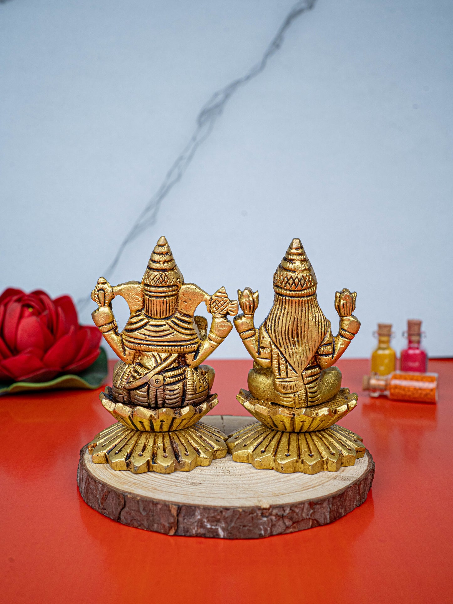 Brass Lakshmi Ganesha Idol - 3 inch - WL5480