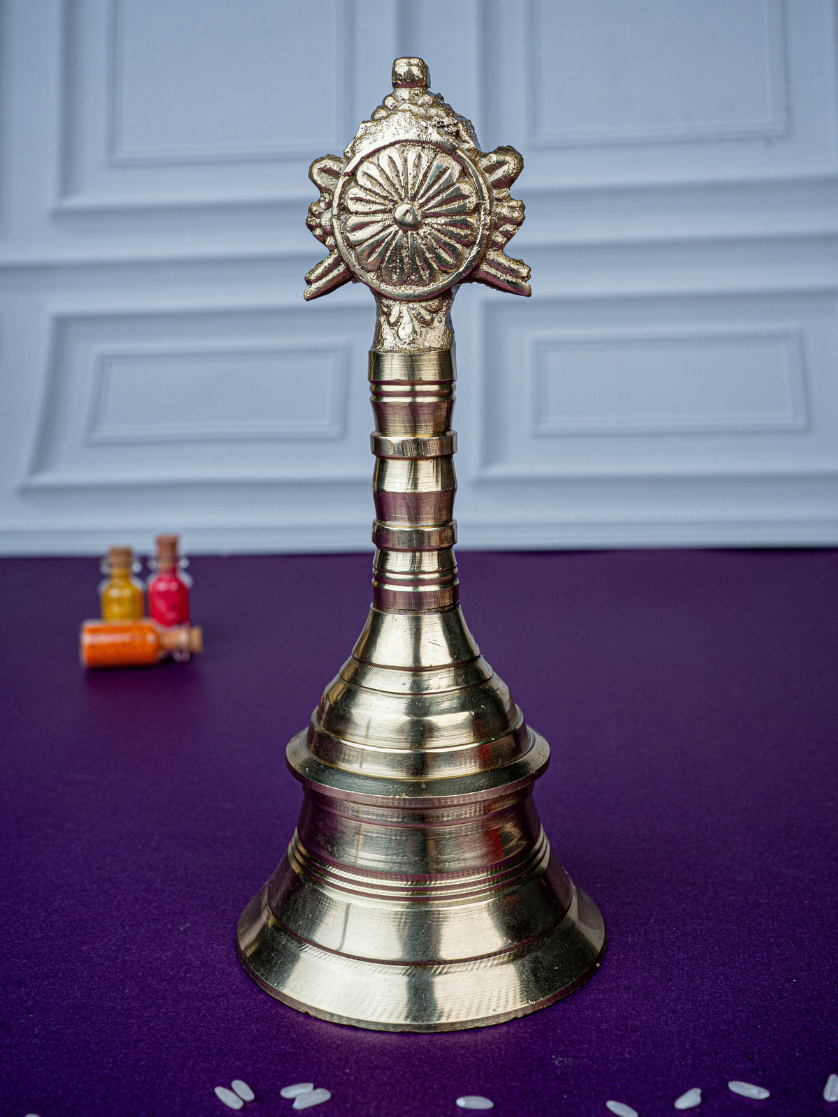 Brass Bell with Chakra - 6 inch - WL5481