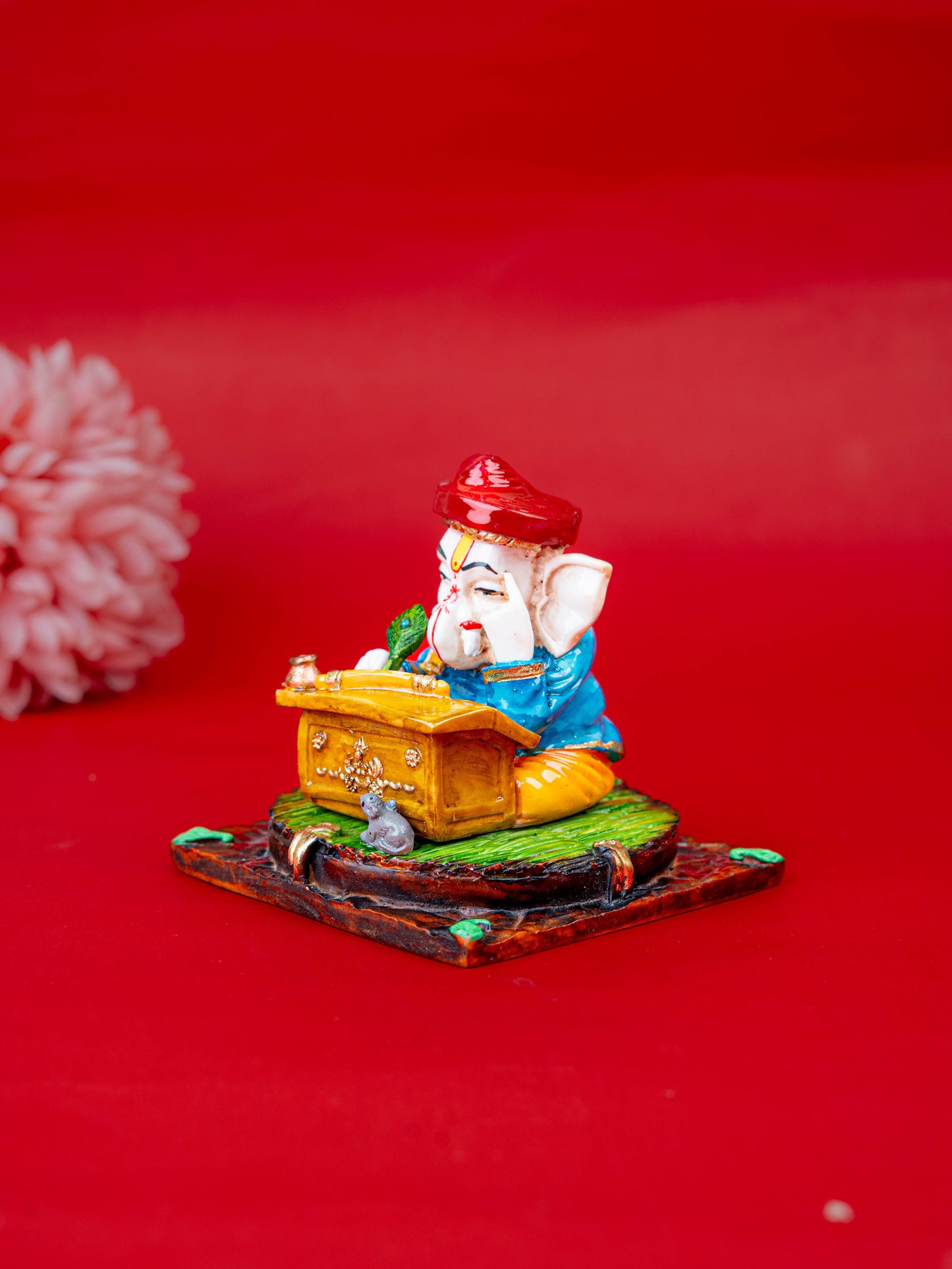 Polystone Reading Ganesha Idol - 3 inch - WL5514