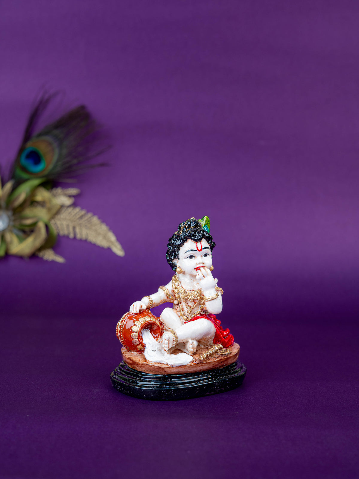 Polystone Krishna Idol with Butter Pot - 4 inch - WL5519