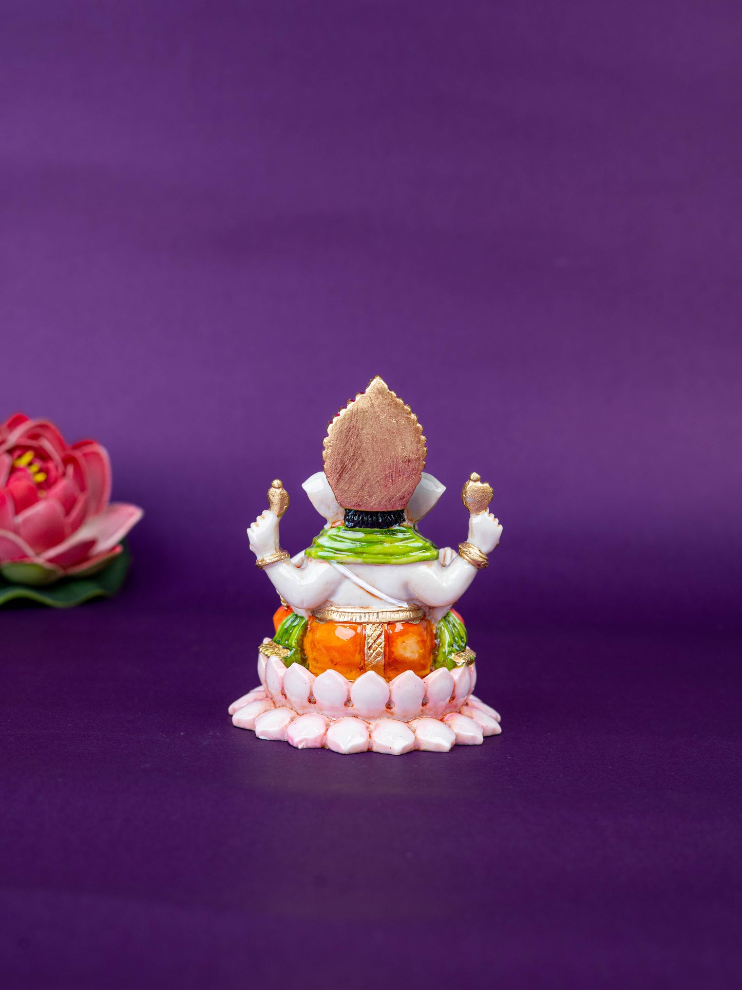 Polystone Ganesha Idol on Lotus Base - 4 inch - WL5521