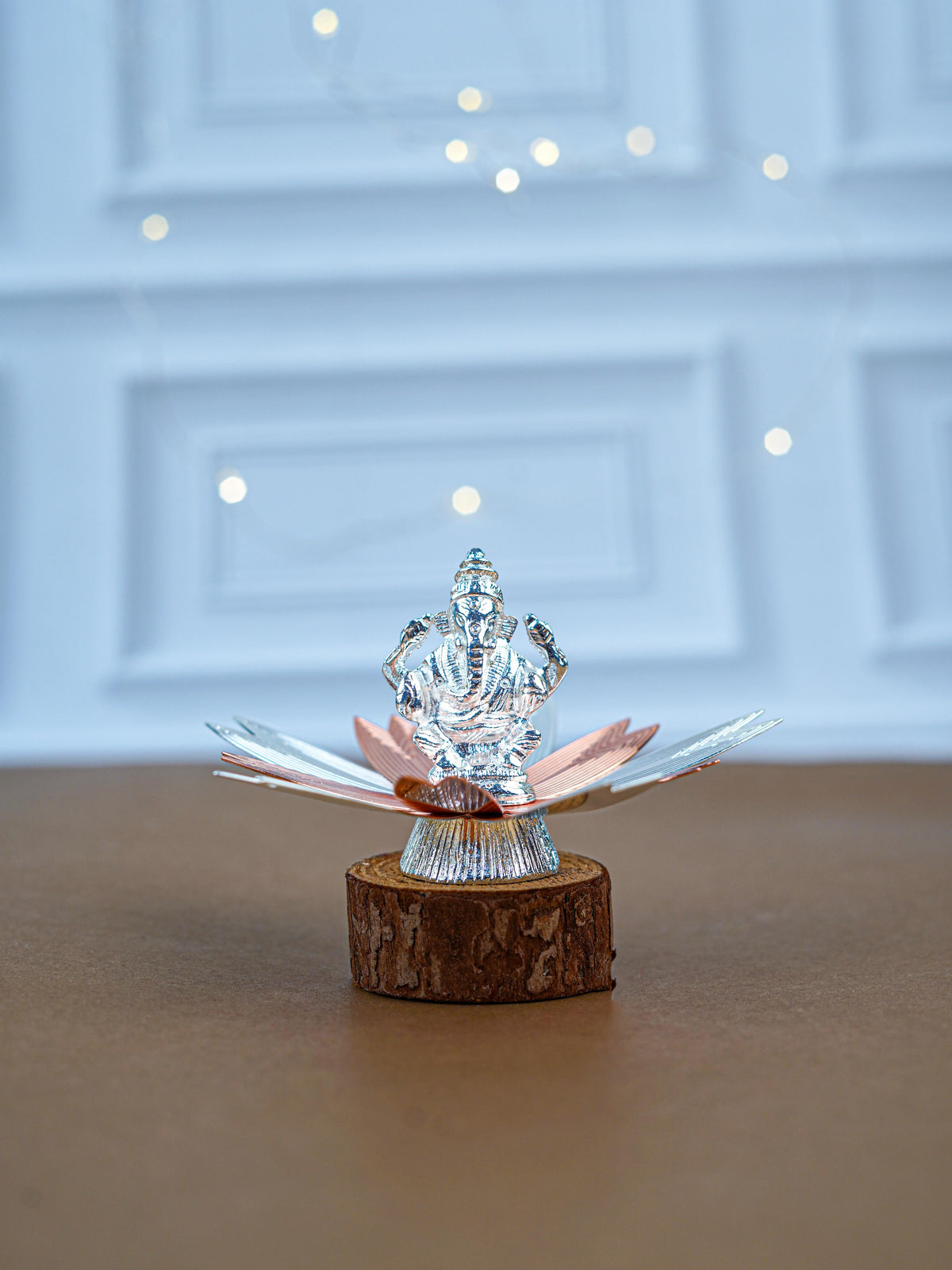 White Metal Lord Ganesha on Designer Base - WL5554-1