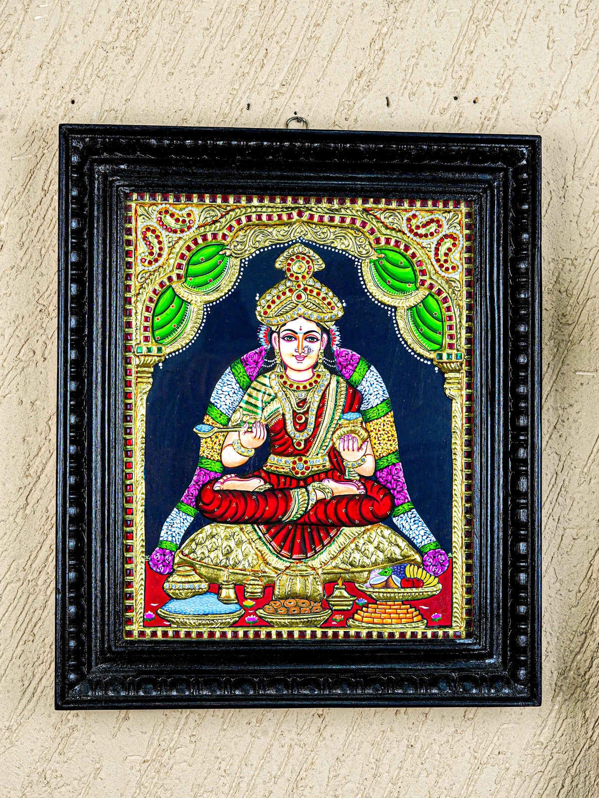 Tanjore Painting - Annapoorani - Semi Embossed - 15x12 inch - WL5574