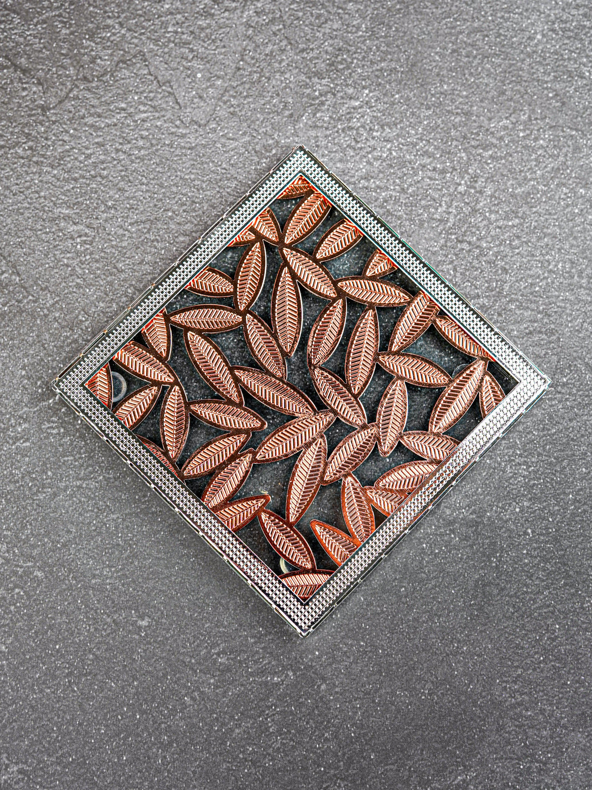 White Metal Leaf Design Coaster - Copper - WL5579-2