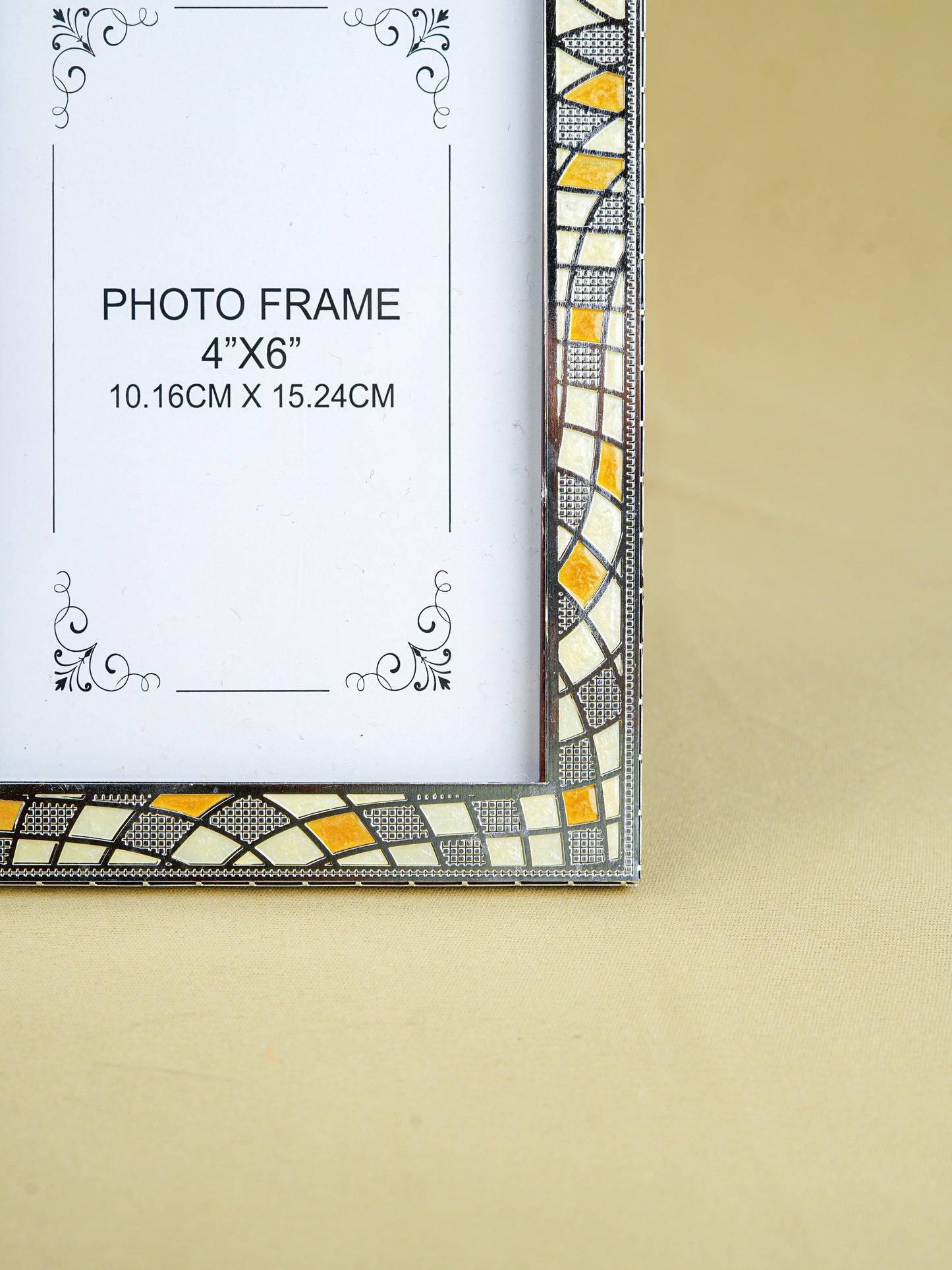 White Metal Designer Photo Frame - Beige - WL5588-2