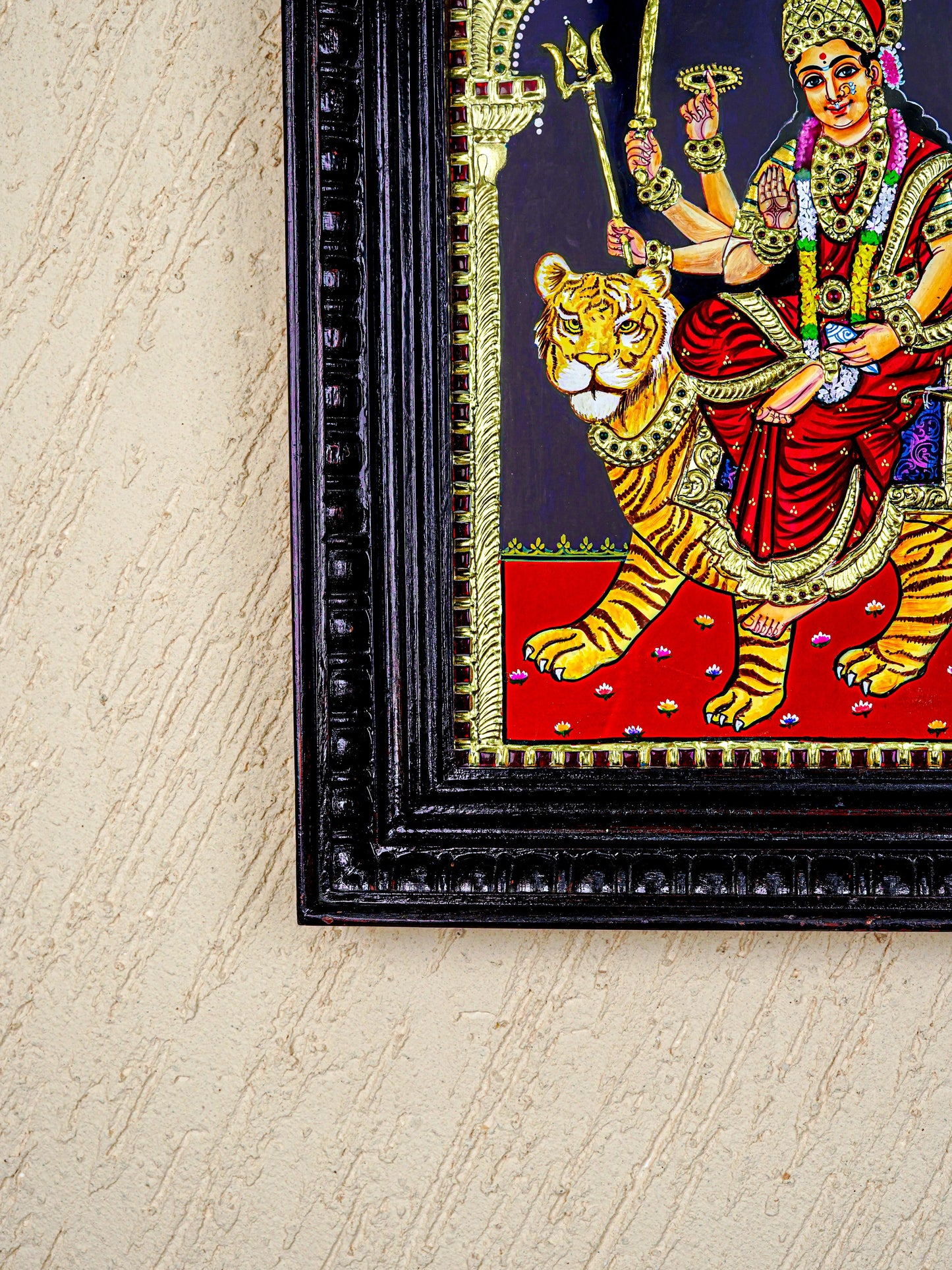 Tanjore Painting - Durga - Flat (Gold Foil) - 15x12 inch - WL5590